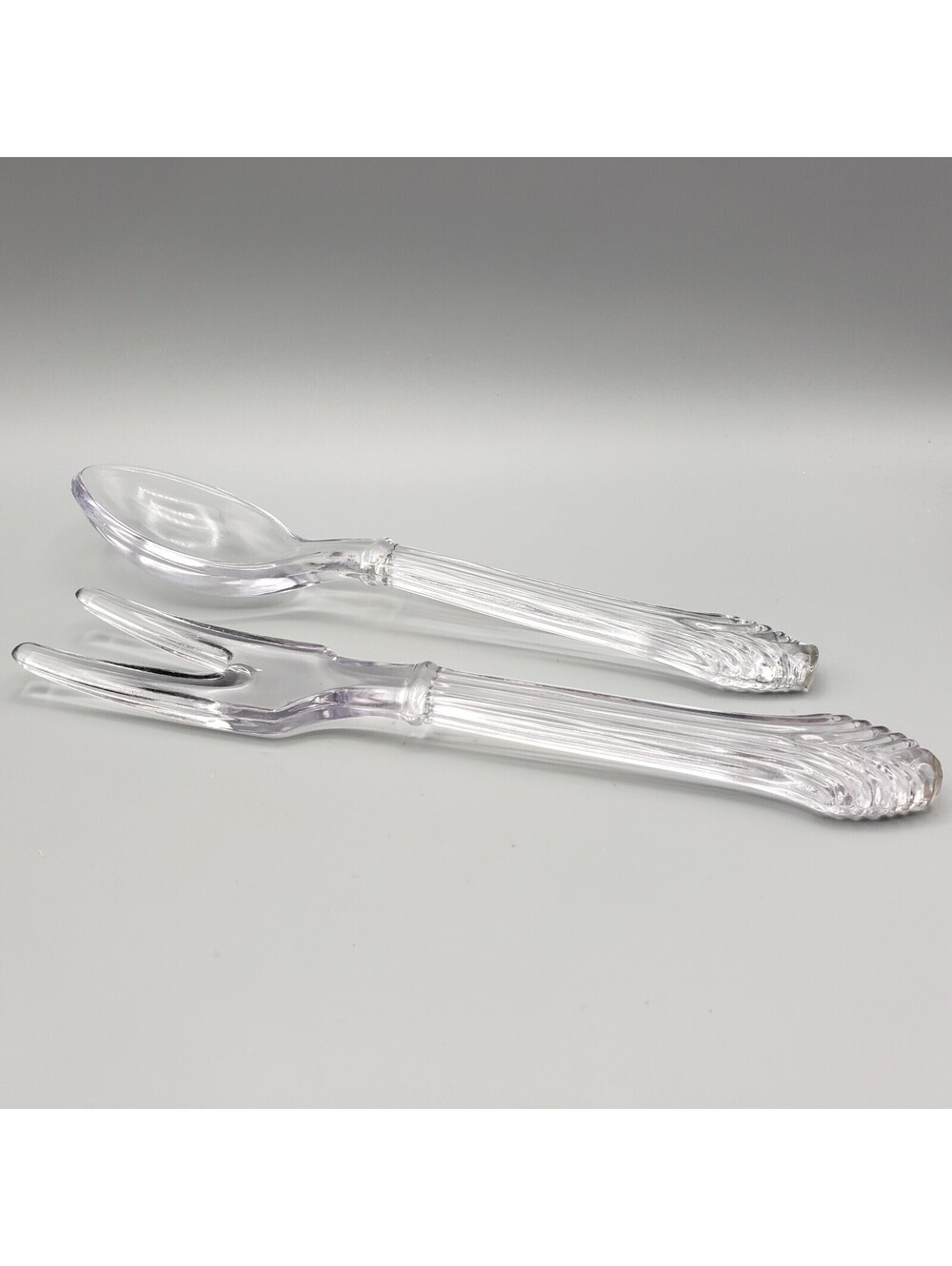 Vintage Imperial Glass Salad Server Set Fork Spoon Depression Era 9.75"